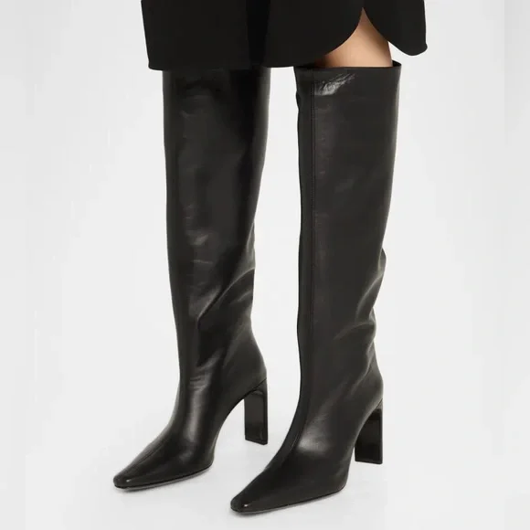 FINAL PRICE NEW STAUD Wally High Heel Tall Knee High Leather Boots - Picture 1 of 11